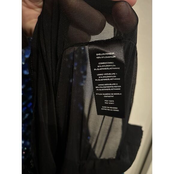 Alice + Olivia Stacey Bendet Sequin Dress Cobalt Blue Black Midi Sheath Size 2 - Picture 9 of 9